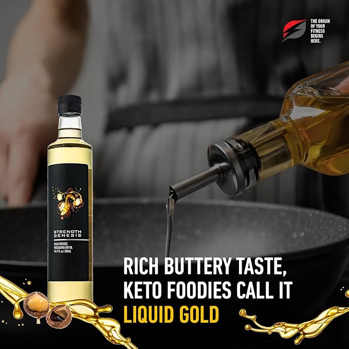 Keto Macadamia Nut Oil Ketogenic Oil For Cooking From Real Macadamia Nuts Keto Friendly Nut Oils Australian Cooking Oil 16.9 Ounce Glass Bottle