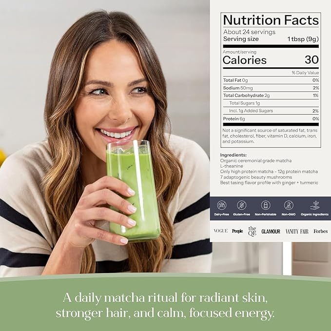 Kroma Beauty Matcha Latte Powder 17.75oz 503g 60 Servings – Ceremonial Grade Japanese Matcha Green Tea with Collagen Ginger Turmeric &amp Adaptogenic Mushrooms for Daily Wellness &amp Rituals
