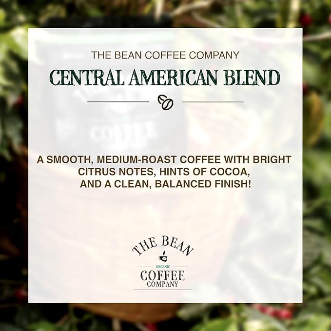 The Bean Organic Coffee Company Central America Medium Roast Ground Coffee 16-Ounce Bags (Pack of 2) Café molido tostado orgánico