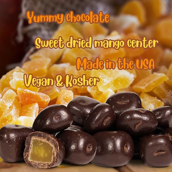Dark Chocolate Covered Dried Mango by It's Delish 3.75 LBS Jumbo Container | Gourmet Chocolate Covered Mango Bits Fruit Snacks Bulk Chocolate Candy Treats | Vegan Non-Dairy Kosher