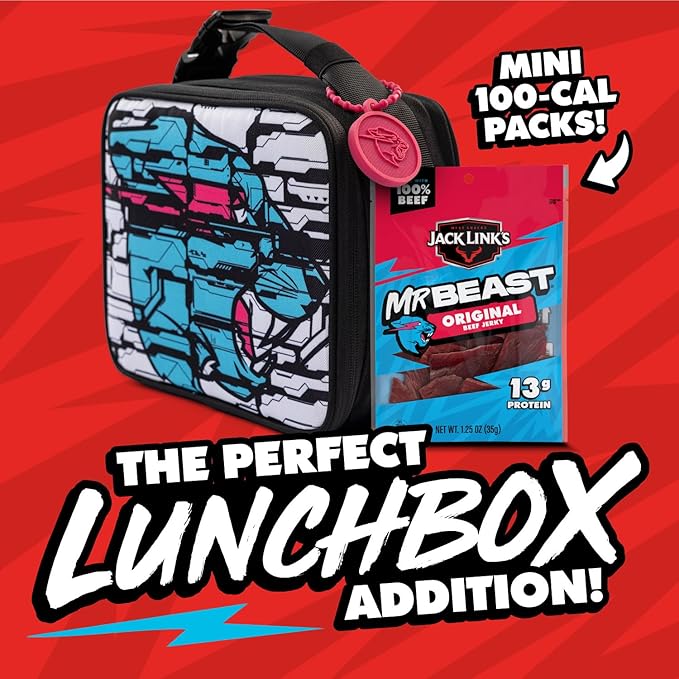 Jack Link's x MrBeast Original Beef Jerky - (10 Pack) 1.25 oz Bags - Ready to Eat Protein Snacks - 13g Protein per Serving - Made with 100% Real Beef