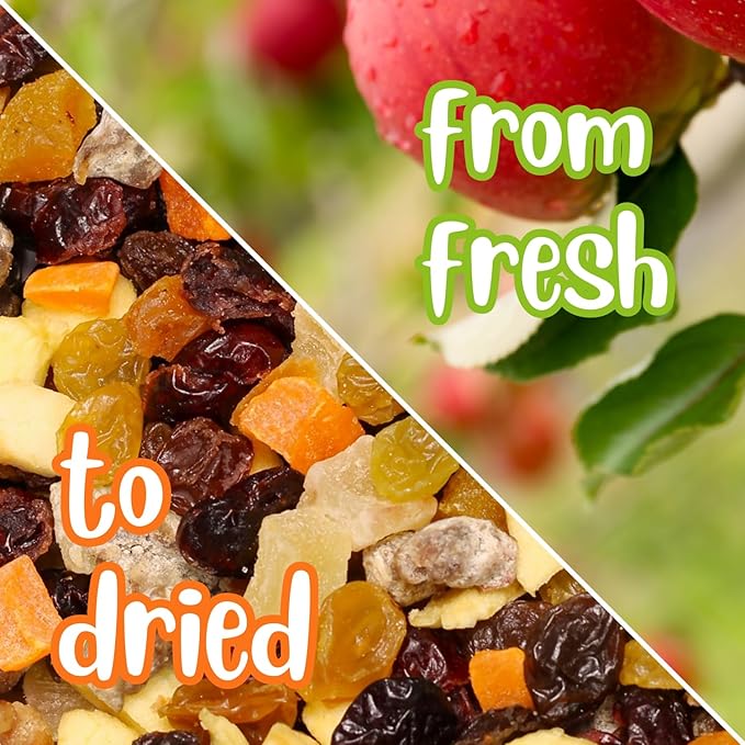 Dried Mixed Fruit Dices Medley - by Its Delish 40 OZ Jumbo Container | Healthy Snacks for Adults Kids &amp Pets | Fresh Cut Snack Mix Dry Fruit and Berries Trail Mix | Nut &amp Gluten Free Vegan