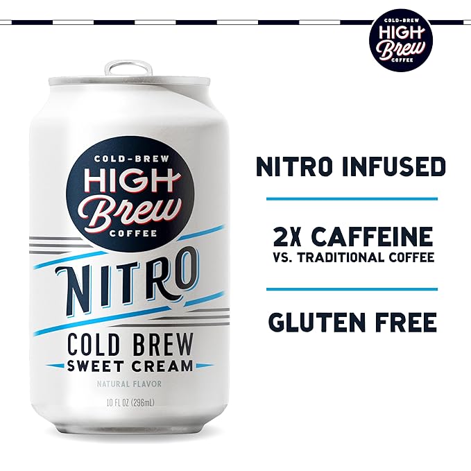High Brew Coffee Nitro Sweet Cream Cold Brew Coffee 10 FL Oz Ready-To-Drink (Pack of 12)