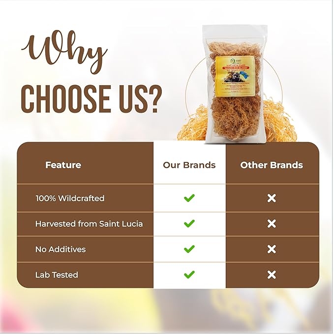 Golden Irish Sea Moss | Wildcrafted from St. Lucia | 16oz Makes ~240+ oz Sea Moss Gel | 100% Natural Raw &amp Sun-Dried | Dr. Sebi Inspired Nutrient-Rich Irish Moss for Health &amp Wellness