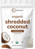 Organic Shredded Coconut Flakes 4lbs | Raw Unsweetened Flavor Medium Sized | Great for Baking Smoothies or Garnish | Non-GMO Sugar Free Keto Friendly