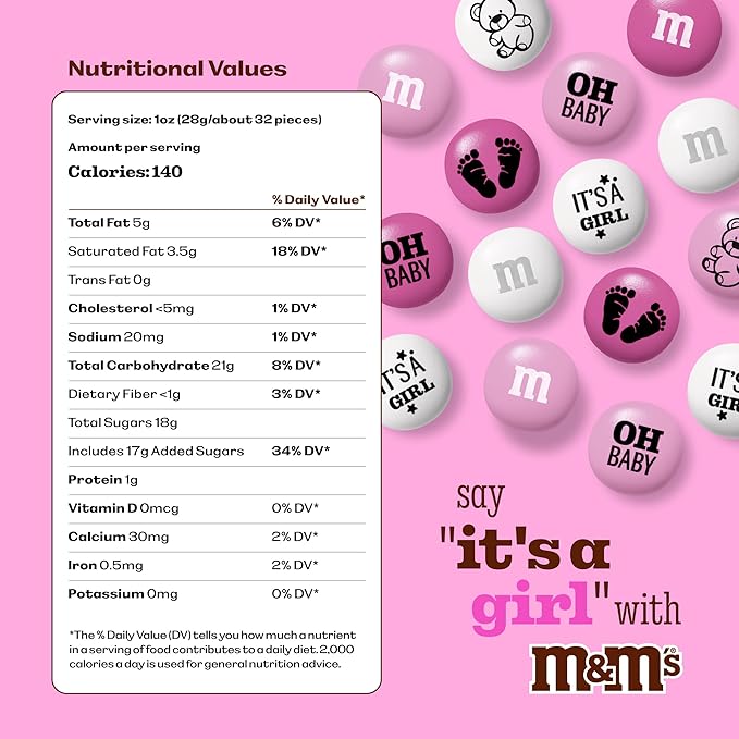 M&ampM'S World It's A Girl Milk Chocolate Candy 5lb Bag with Pink and White M&ampM'S for Baby Girl Showers Gender Reveal Parties and Baby Celebration Favors