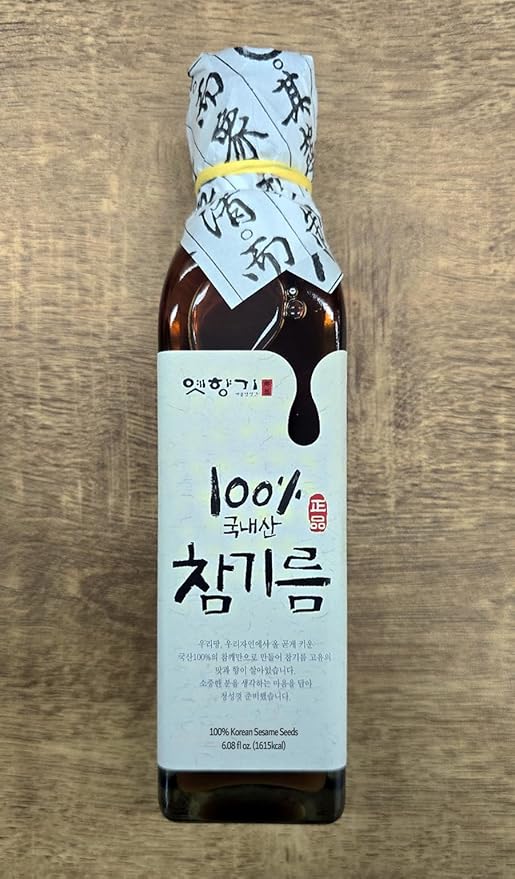 KOREAC_ 한국 참기름 Korean Mildly Roasted Pure Sesame Oil 180ml (100% Korean Sesame Seeds)