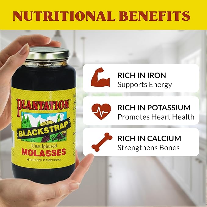 Plantation Blackstrap Molasses 31 oz – USDA Organic Unsulphured Blackstrap Molasses Natural Sweetener for Baking Cooking &amp Beverages