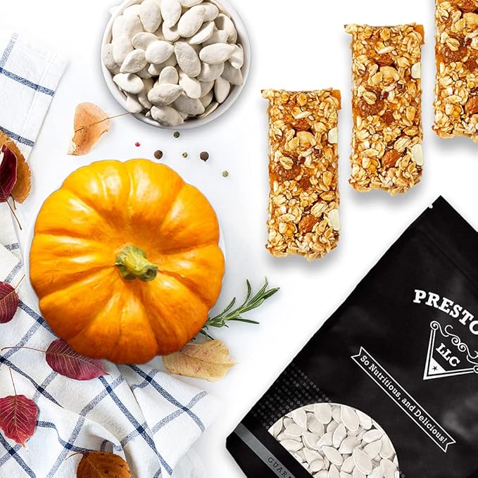 Pumpkin Seeds Raw In shell Snow white Oil Free Healthy Snack Crunchy Delicious Packed in a 4 lbs. (64 oz.) Resealable pouch bag by Presto Sales LLC