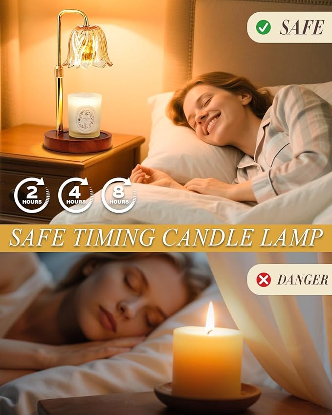 Flower Candle Warmer Lamp with Timer Dimmable Candle Warming Lamp Height Adjustable Birthday Gifts for Women Mom Candles Warmer Light for Jar Candles Christmas Gifts House Warming Gifts New Home