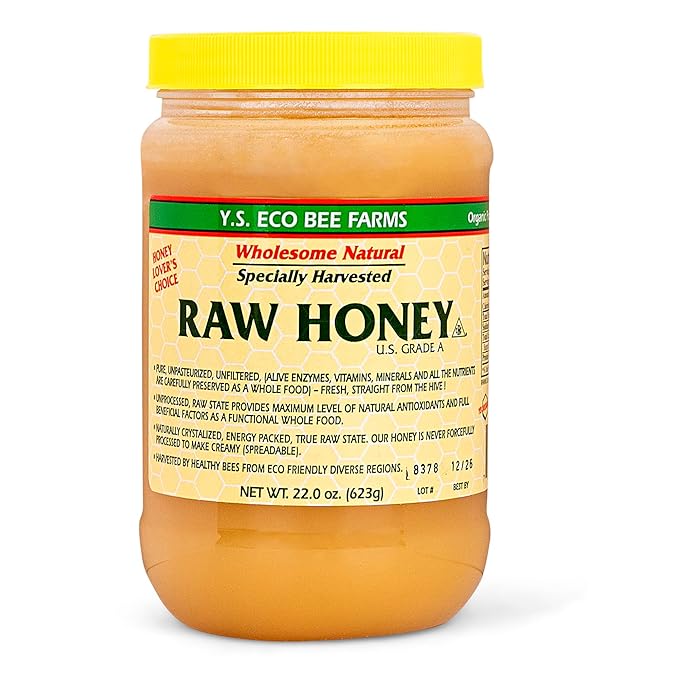 Y.S. Bee Farms Organic Honey Raw Unfiltered - 22 oz 3 Pack - U.S. Grade A Raw Honey Packed by ILIOS