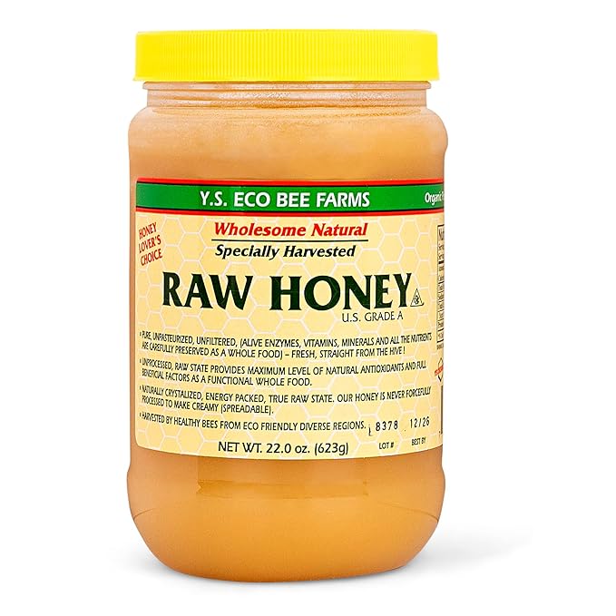 Y.S. Bee Farms Organic Honey Raw Unfiltered - 22 oz 2 Pack - U.S. Grade A Raw Honey Packed by ILIOS