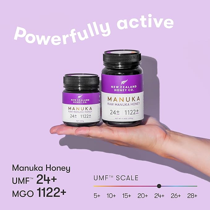 New Zealand Honey Co. Raw Manuka Honey UMF 24+ / MGO 1122+ 17.6 oz &amp UMF 20+ | MGO 829+ 17.6 oz