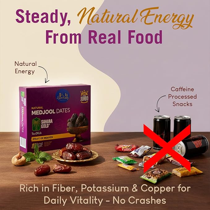 Sahara Gold Medjool Dates - Whole Sticky Gluten-Free Natural Sweet Non-Pitted Dates Medjool - Soft Plump High Fiber Fruit Perfect For Ramadan Snacking Jumbo Pack 11 Lb (5 kg)
