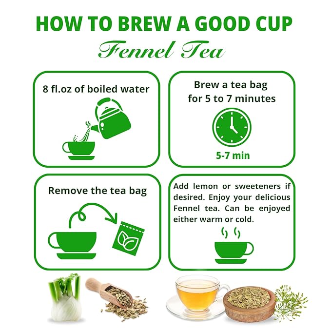 VIDA FARM 125 Fennel Tea Bags 100% Natural Dried Fennel Herbal Tea No Sugar No Caffeine