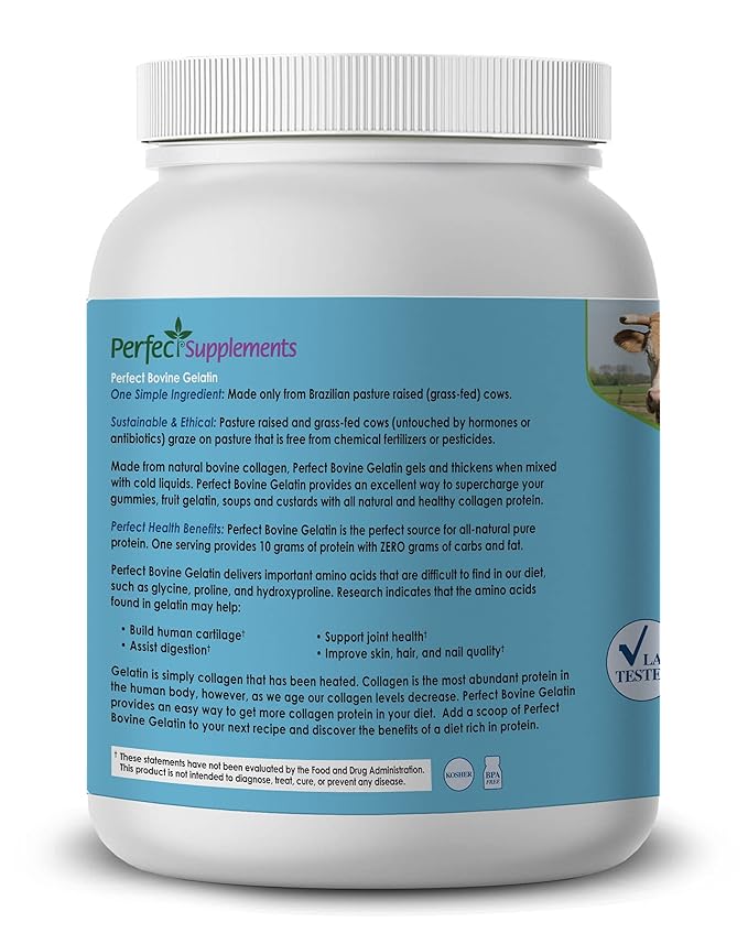 Perfect Supplements – Perfect Bovine Gelatin – 660 Grams – 100% Beef Gelatin Collagen Protein – Supports Healthy Skin &amp Joint Health