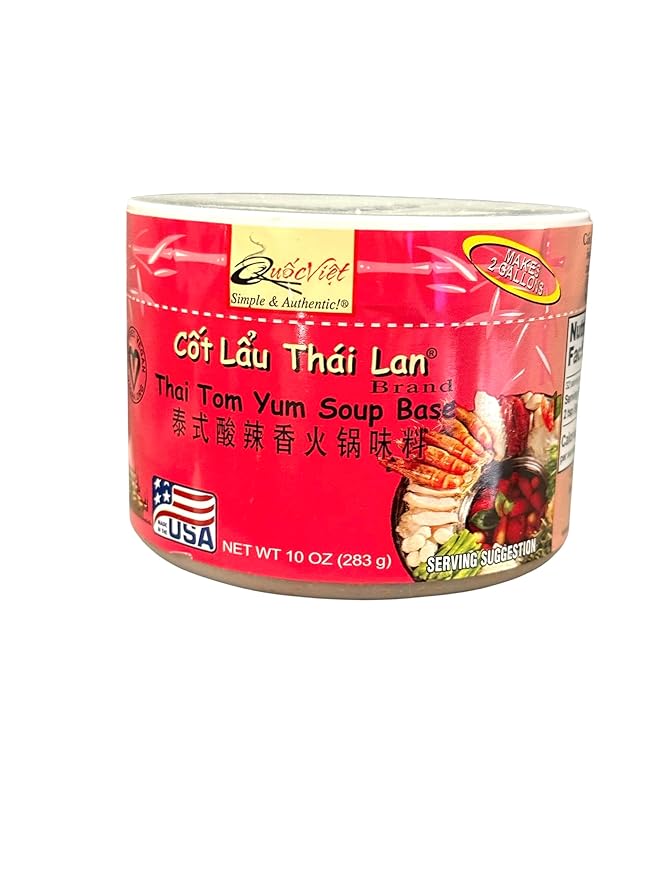 Combo - Curry Soup Base and Tom Yum Thai Soup Base - Cot Sup Ca Ri va Cot Sup Lau Thai - 10 Oz per Jar with 2 Jars per Order - Product of USA