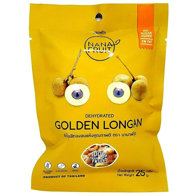 (Pack of 6) NANA Fruit Dehydrated Golden Longan 100% from Real Fruit 25G. No added sugar