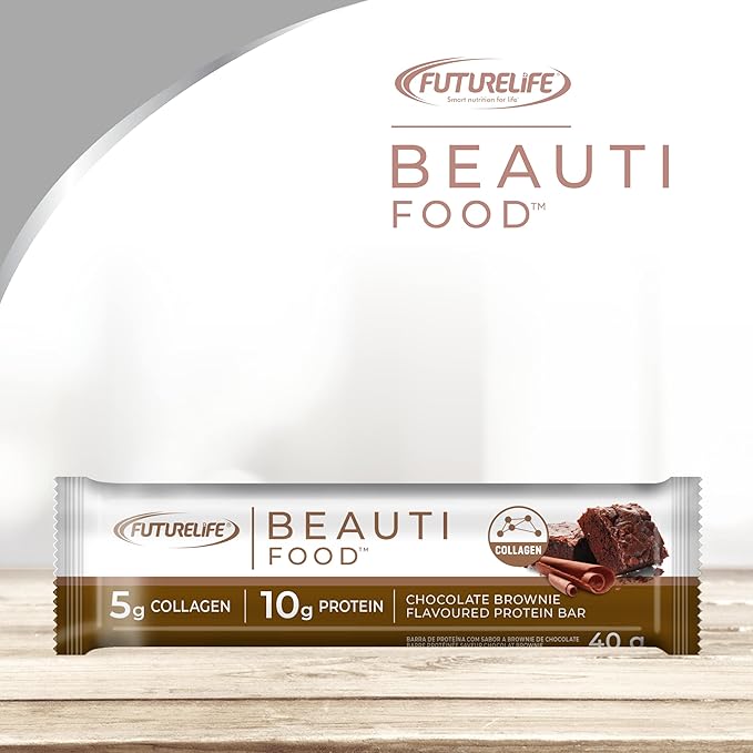 FUTURELIFE Beauti Food | Nutritional Bar | Chocolate Brownie Flavor | 40g/1.4oz * 20 Bars | 5 Pack | 5g Collagen | High In Protein |