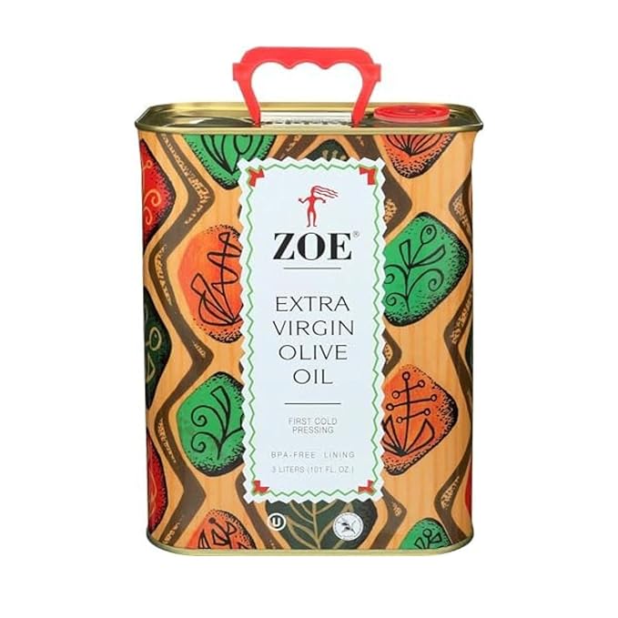 ZOE Extra Virgin Olive Oil 3L (101.4 fl oz) | Freshly Harvested First Cold-Pressed | High Polyphenol Hand-Selected Olives from Spain | Fruity Flavor Rich Aroma | BPA-Free Tin