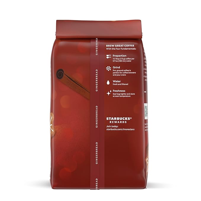 Starbucks Ground Coffee Gingerbread Naturally Flavored Coffee 100% Arabica Limited Holiday Edition 1 Bag (11 Oz)