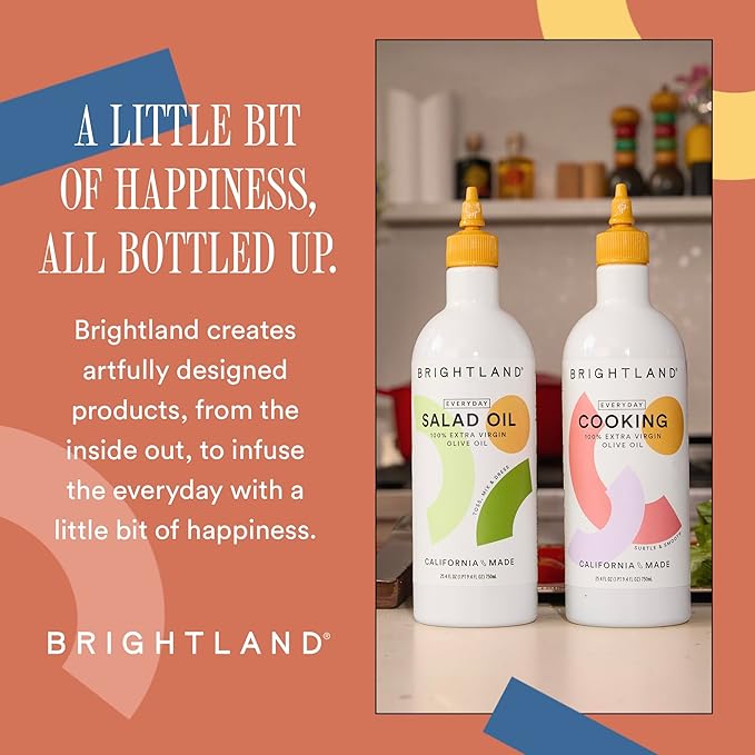 Brightland 100% Extra Virgin Oilive Oil Set Everyday Cooking Set - Salad Oil &amp Cooking Oil for Tossing Mixing Dressing High-Heat Sauteing Roasting Grilling &amp Baking - 25.4 FL Oz Squeeze