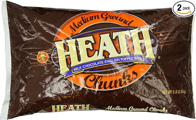 Crushed Heath Bar Chunks 5 Pound Bags (Pack of 2)