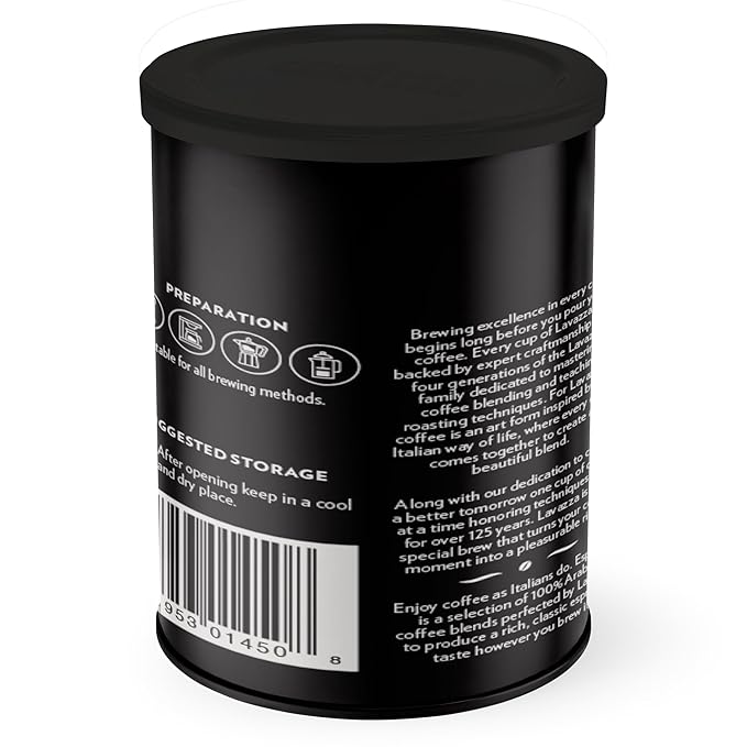 Lavazza Espresso Ground Coffee Medium Roast 100% Arabica 8 oz Tin (Pack of 6)