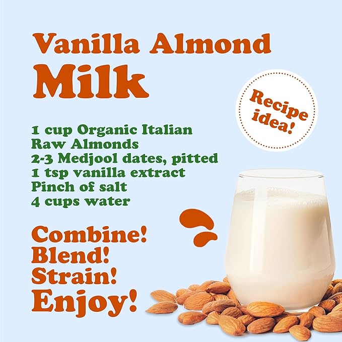 Food to Live - Organic Imported Raw Almonds 1 Pound Non-GMO Whole No Shell Unpasteurized Unsalted Vegan Kosher Keto-Friendly.