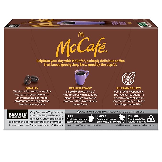 McCafe French Roast Single Serve Coffee Keurig K-Cup Pods Dark Roast 60 Count (6 Packs of 10)