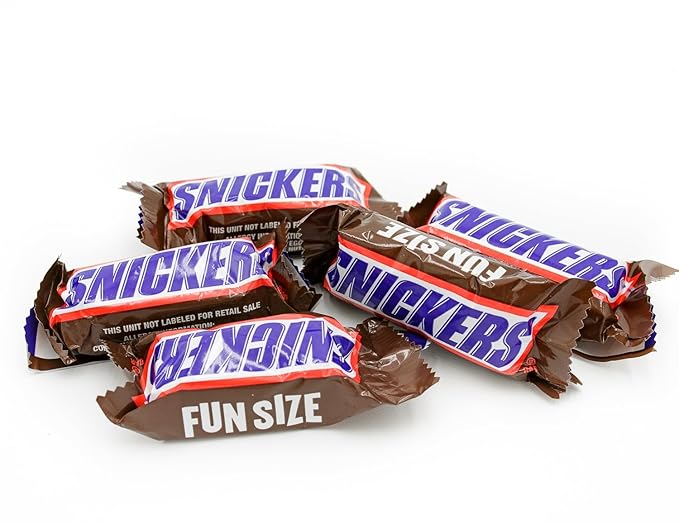 FUN SIZE Chocolate Candy Bars 2 lb – Anti Melt Pack Individually Wrapped (52 Pieces) Bulk Snack-Size Format Crunchy Peanuts &amp Smooth Caramel
