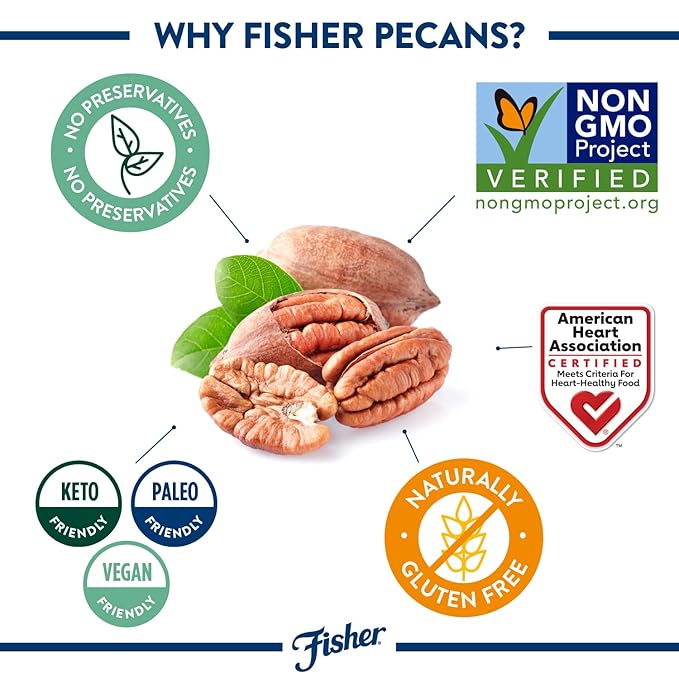 Fisher Chef's Naturals Walnut Halves &amp Pieces 1 lb + Fisher Chef's Naturals Pecan Halves 24oz (Pack of 1)