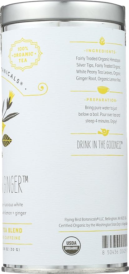 FLYING BIRD BOTANICALS White Lemon Ginger Tea 15 CT
