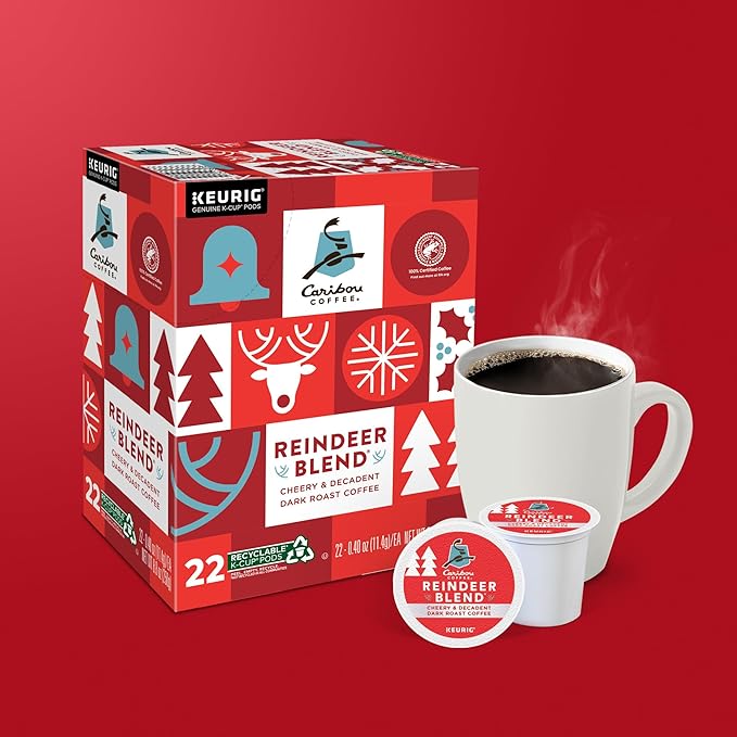 Caribou Coffee Reindeer Blend Single-Serve Keurig K-Cup Pods Dark Roast Coffee Pods 88 Count