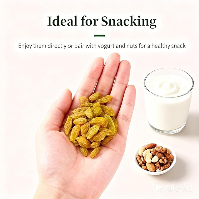 100g Seedless Green Raisins - Soft Chewy Dried Fruit Snack No Wash Required Ready To Eat Or Use In Baking &amp Cooking