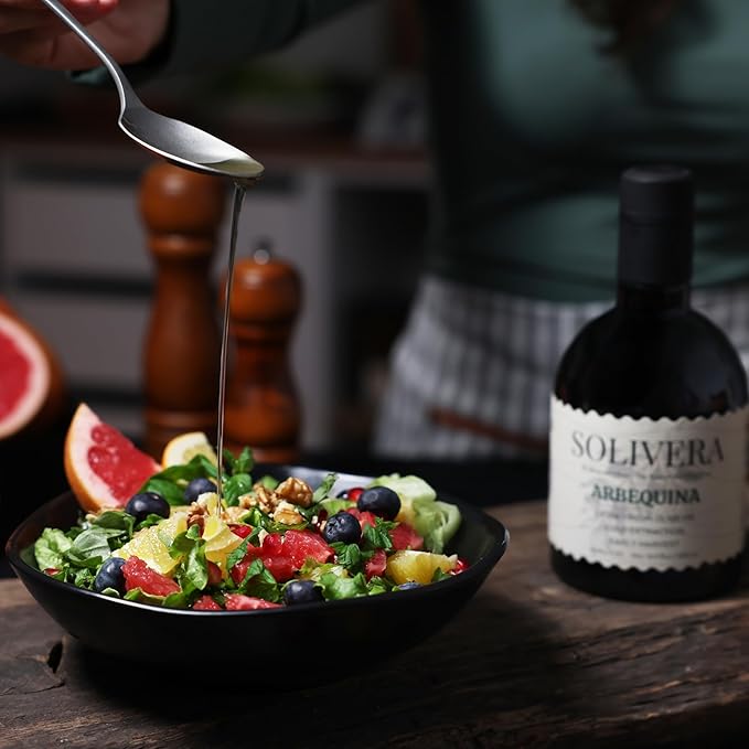 Solivera Arbequina Extra Virgin Olive Oil Ideal for Salads Vegetables &amp Bread Mild &amp Smooth for Everyday Use Low Acidity (Max 0.2%) High Polyphenol Cold Pressed%100 Arbequina
