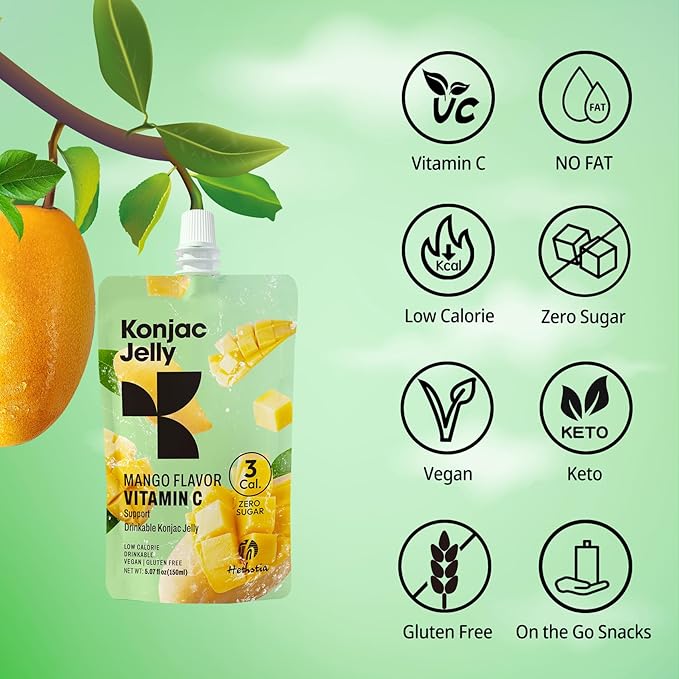Hethstia High-Protein Ramen Variety Pack 6-Pack and Konjac Jelly-Mango Flavor Drinkable Snack 10-Pack Squeeze Pouches