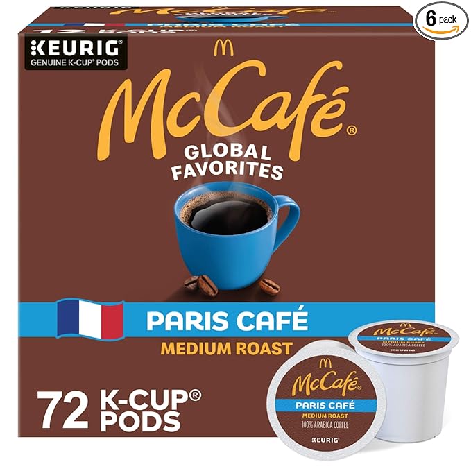 McCafe Paris Cafe Single Serve Coffee Keurig K-Cup Pods Medium Roast Coffee 72 Count