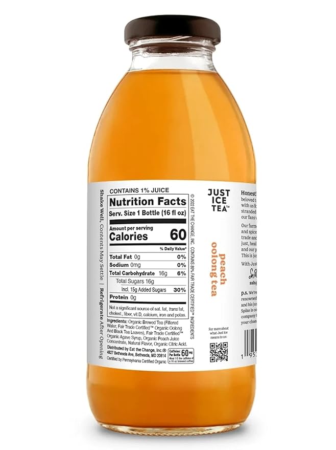 Just Ice Tea Organic Iced Tea 16 Fl Oz Glass Bottles (6 Flavor Variety Pack of 12)