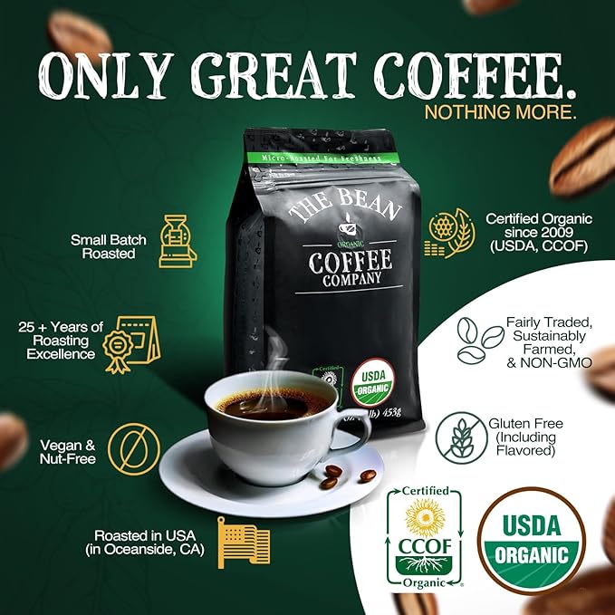 The Bean Organic Coffee Company Christmas Roast Dark Roast Whole Bean Coffee 16-Ounce Bag