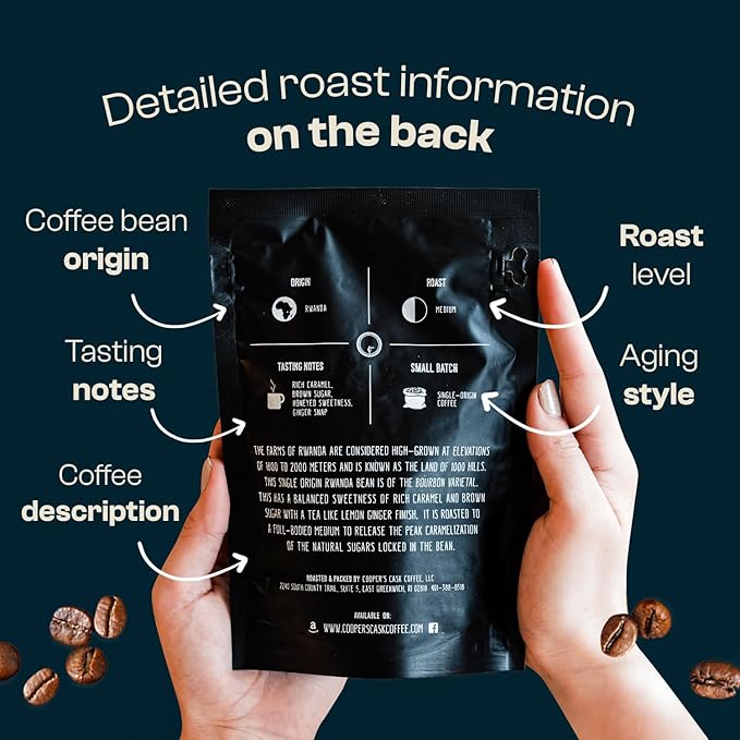 Gourmet Coffee Sampler Gift Box Set Roasted Coffee Beans Sumatra Dark Kenya AA Medium-Dark Rwanda Medium Natural Ethiopian Light Whole Bean 4 Bags 16 oz Total
