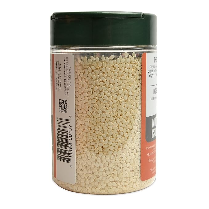Pereg White Sesame Seeds - (5.3 Oz x 6 Pack) - Rich Dark Color - Unhulled And Raw Sesame Seeds - Crunchy &amp Nutty Flavor - Keto Friendly - Vegan - Non-GMO - Kosher Certified