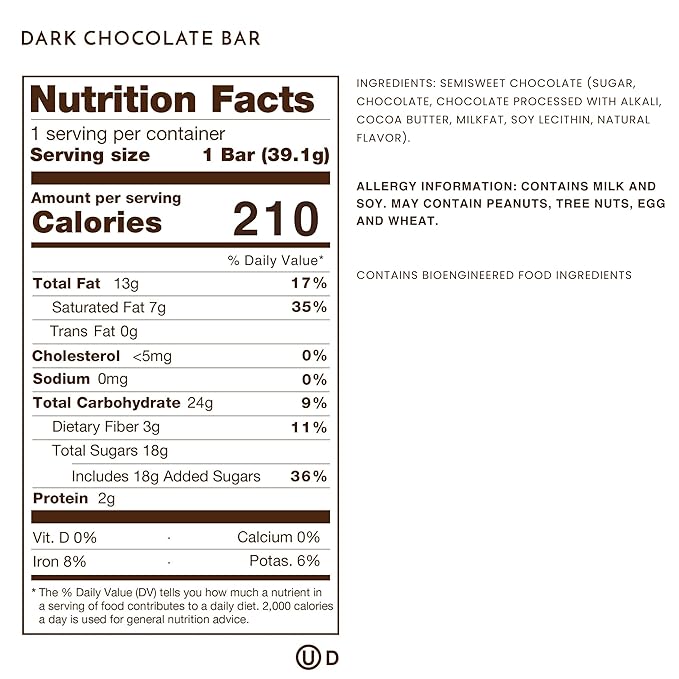 Ethel M Chocolates Premium Dark Chocolate Bars Individually Wrapped Chocolate Candy Bars for Gifting Holidays &amp Everyday Indulgence (8 Pieces)