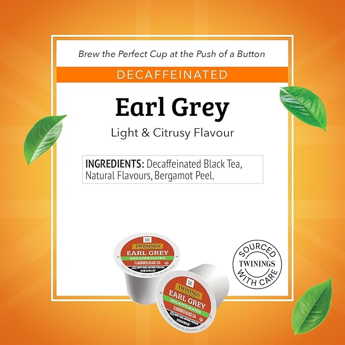 Twinings of London Naturally Decaffeinated Earl Grey Tea 24-Count K-Cups (Pack of 2)