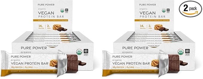 Dr. Mercola Pure Power Peanut Butter Protein Bars 12 Servings non GMO Soy Free Gluten Free Vegan Protein Bars (Pack of 2)