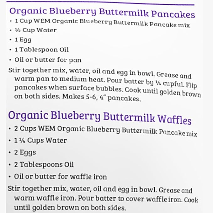 War Eagle Mill Organic Blueberry Buttermilk Pancake &amp Waffle Mix 22 oz Bag (Pack of 2)