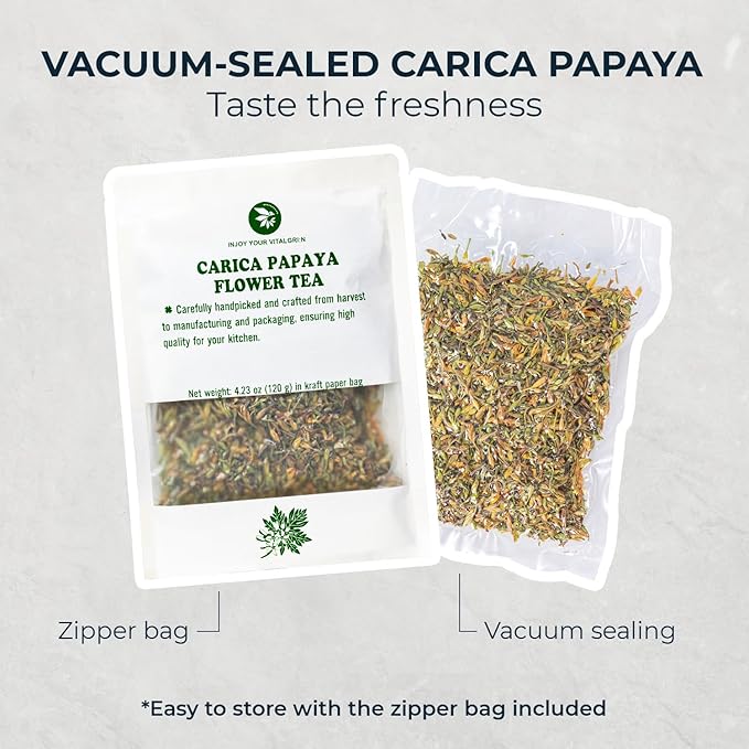 Carica Papaya Flowers Freeze Dried 4.23 Oz Vaccum Sealed Mind Calm &amp Relax Herbal Tea No Additives &amp No Sugar Added Stomach Calm &amp Relax Re-steep Papaya Flower Tea &amp Cooking