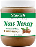 Stakich Cinnamon Enriched Raw Honey - Unprocessed Unheated - 5 Pound (80 Ounce)