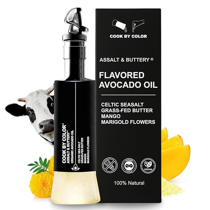 Flavored Cold Pressed Avocado Oil for Cooking Organic Avocado Oil Cooking Oil for Keto Vegan Kosher No Sodium GMO MSG or Additives Frying Oil 350 mL 11.8 Fl Oz Assalt &amp Buttery Flavor