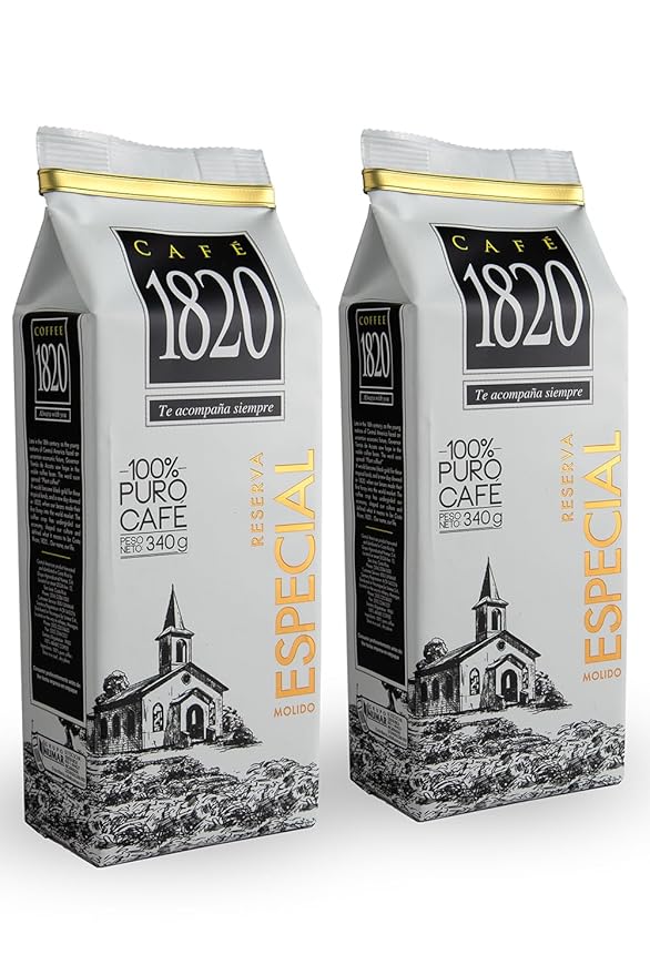 Café 1820 Special Reserve Premium Costa Rican Ground Coffee 100% Arabica Medium/Dark Roast High Altitude Blend with Aroma &amp Fruity Notes 12 oz (2 Pack)